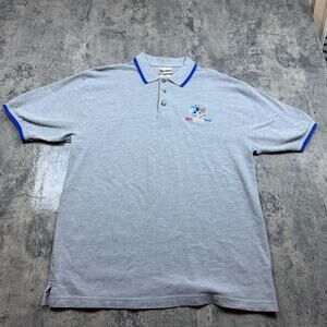 Vintage Walt Disney World Polo Shirt Mens Medium Gray Magic Kingdom Embroidered